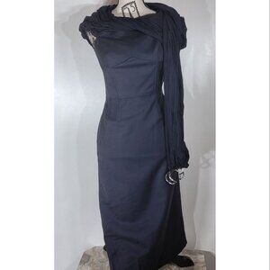 Gabriela Hearst Kyteler Embellished Off The Shoulder Dress, Navy, Womens Size 40